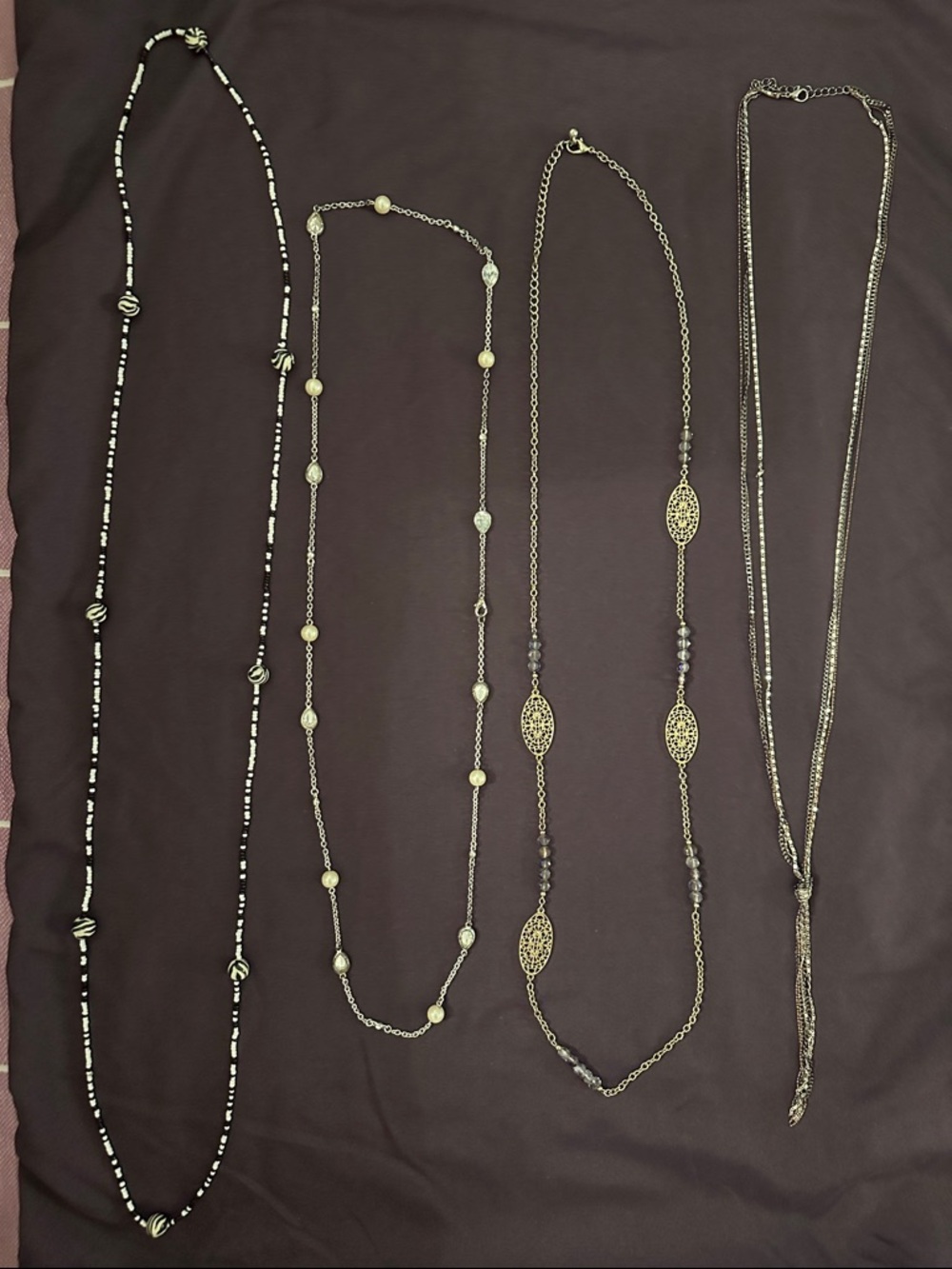 Long Necklaces Set — Black and Gold Tones